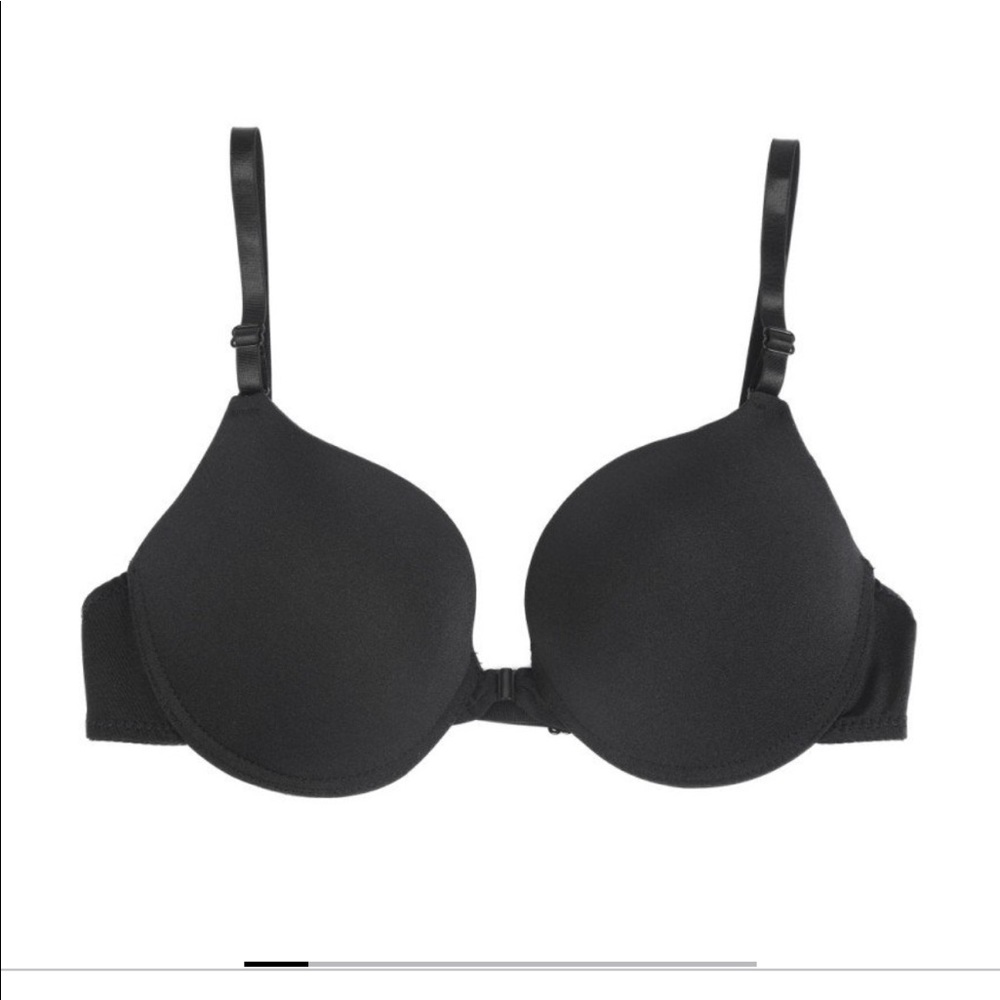 Front Button Push-Up T-Shirt Bra Black Size 38B NWT